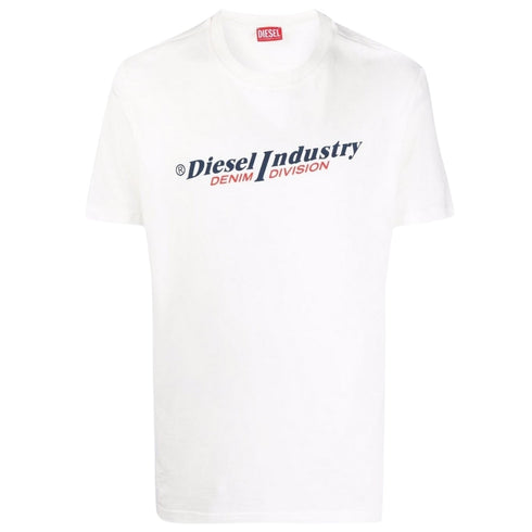 Diesel Industry Denim Logo White T-Shirt T-Diegor-Ind 100